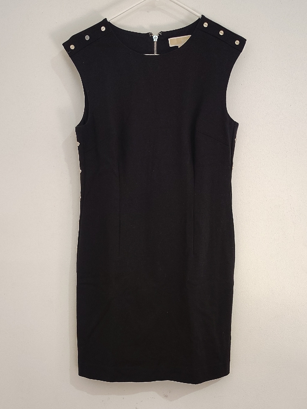 MICHAEL Michael Kors Black Sleeveless Sheath Mini Dress with Stud Details